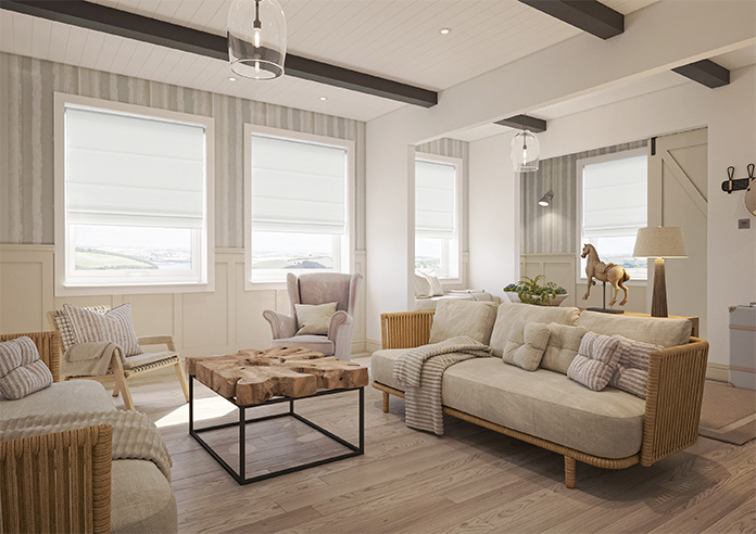 Esme, Phantom White - Motorised Roman Blind - Image 6